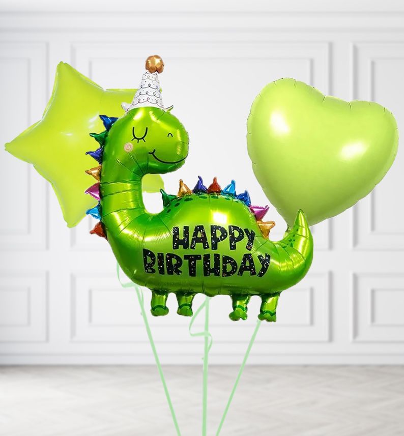 Party Stegosaurus Balloons, Build a Helium Filled Bunch: Add 2 balloons, Supersize Bunch: No Extras, Colour Theme: Match with Centrepiece