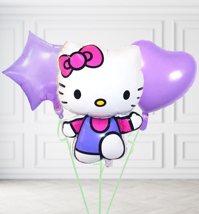 Purple Hello Kitty Balloons, Build a Helium Filled Bunch: Add 2 balloons, Supersize Bunch: No Extras, Colour Theme: Match with Centrepiece