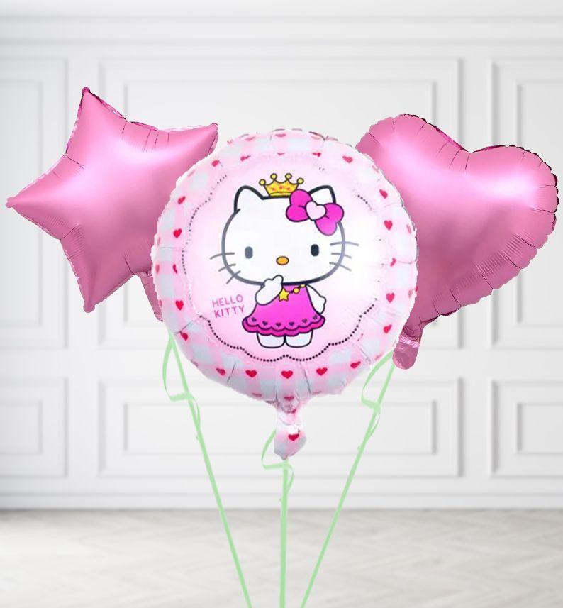 Soft Pink Hello Kitty Balloons, Build a Helium Filled Bunch: Add 2 balloons, Supersize Bunch: No Extras, Colour Theme: Match with Centrepiece