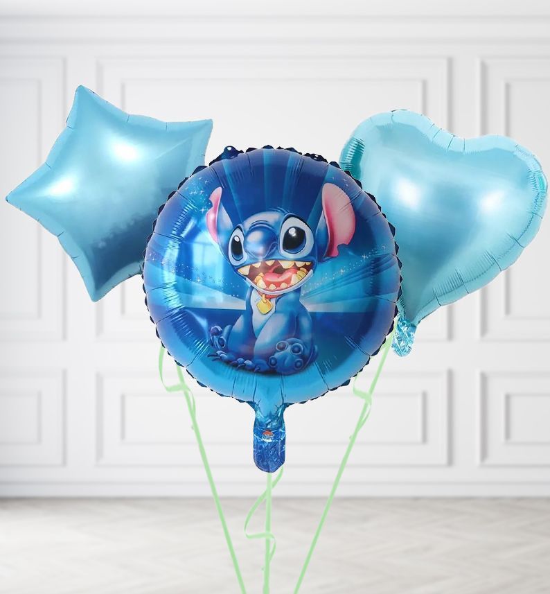 Lilo and Stitch Round Balloons, Build a Helium Filled Bunch: Add 2 balloons, Supersize Bunch: No Extras, Colour Theme: Match with Centrepiece