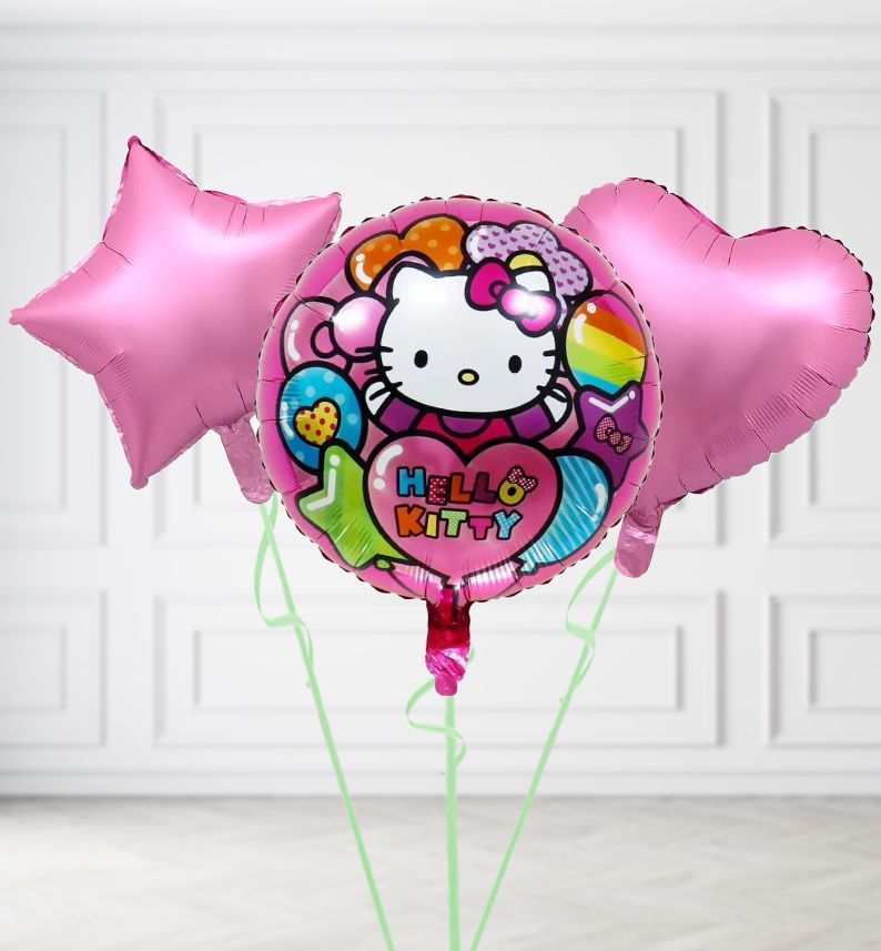 Hello Kitty Party Balloons, Build a Helium Filled Bunch: Add 2 balloons, Supersize Bunch: No Extras, Colour Theme: Match with Centrepiece
