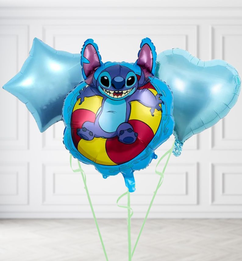 Stitch on a Lilo Balloons, Build a Helium Filled Bunch: Add 2 balloons, Supersize Bunch: No Extras, Colour Theme: Match with Centrepiece