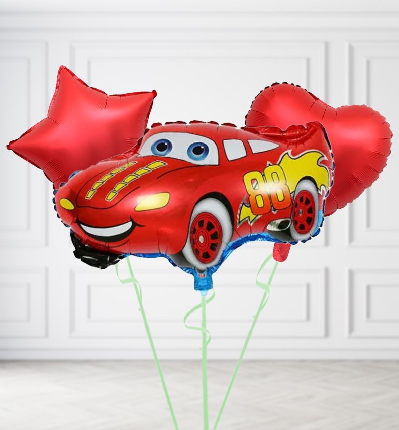 Lightning McQueen Car Balloons, Build a Helium Filled Bunch: Add 2 balloons, Supersize Bunch: No Extras, Colour Theme: Match with Centrepiece