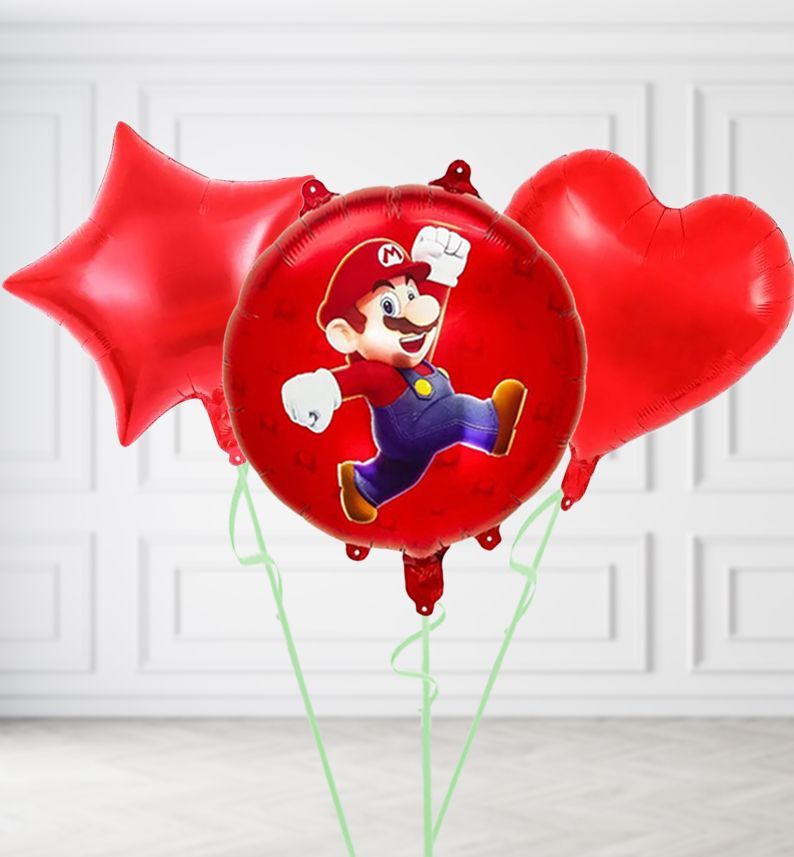 Mario and Luigi Round Balloons, Build a Helium Filled Bunch: Add 2 balloons, Supersize Bunch: No Extras, Colour Theme: Match with Centrepiece