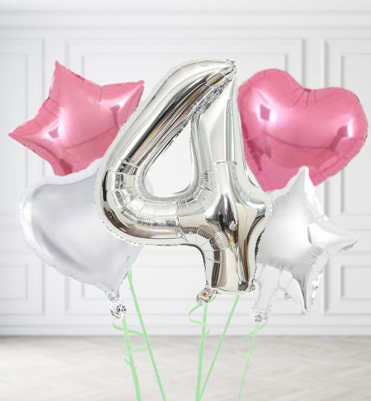 Silver Number Balloons