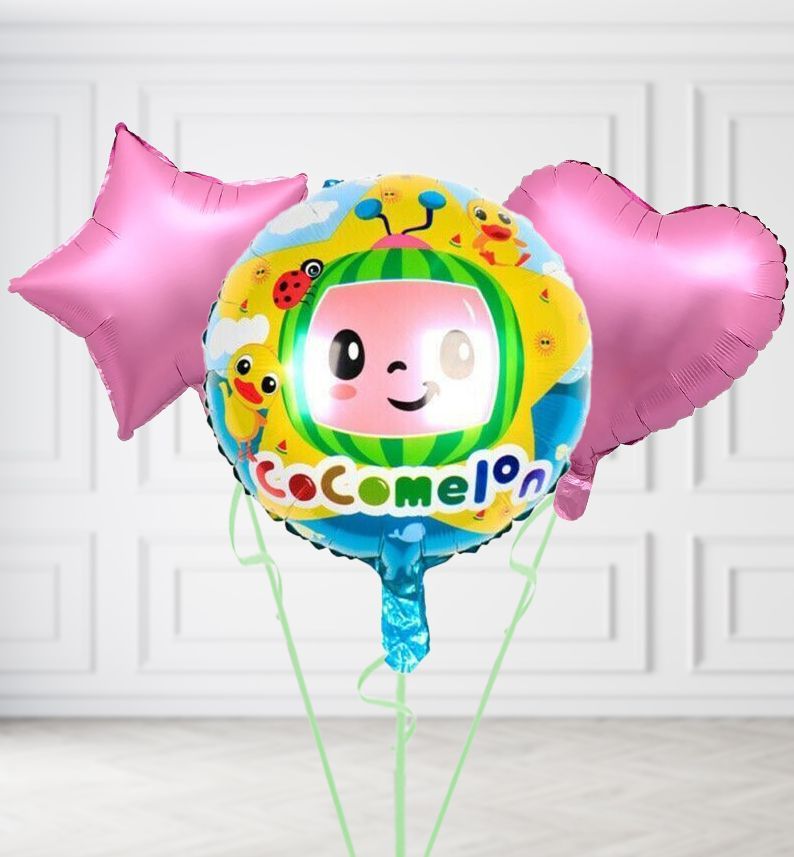 Cocomelon Round Balloons, Build a Helium Filled Bunch: Add 2 balloons, Supersize Bunch: No Extras, Colour Theme: Match with Centrepiece