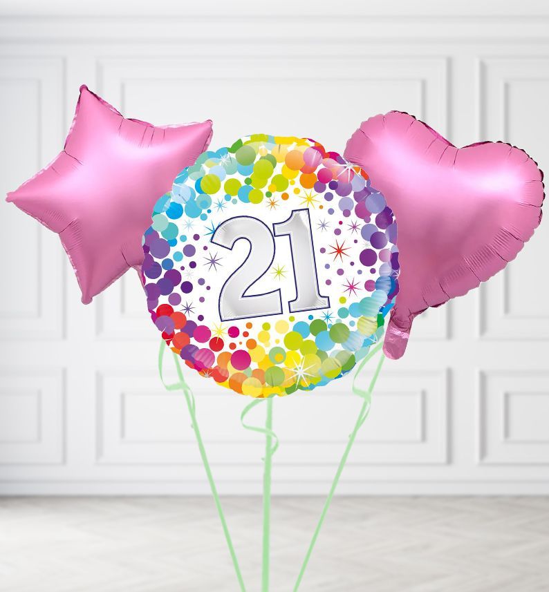 Happy 21st Birthday Confetti Balloons, Build a Helium Filled Bunch: Add 2 balloons, Supersize Bunch: No Extras