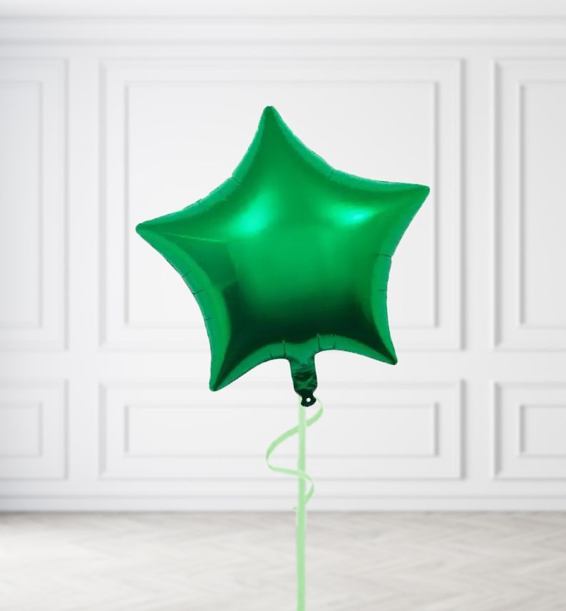 Dark Green Star Balloon Bunches, Build a Helium Filled Bunch: Single Balloon