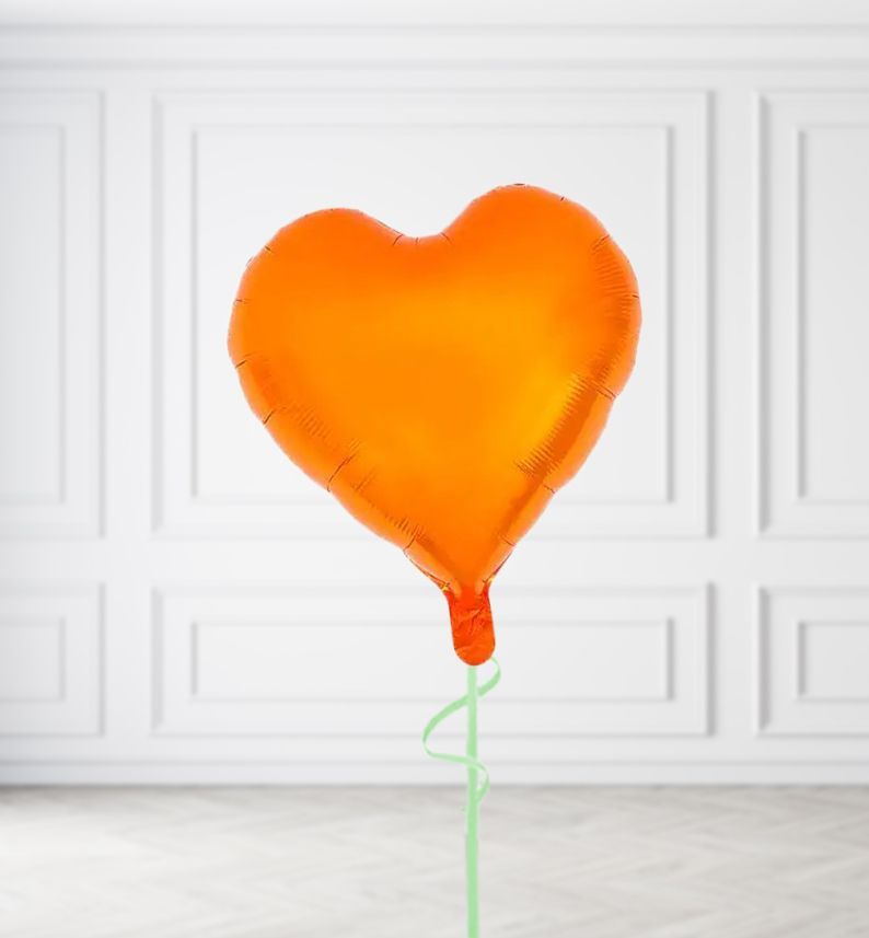 Orange Heart Balloon Bunches, Build a Helium Filled Bunch: Single Balloon