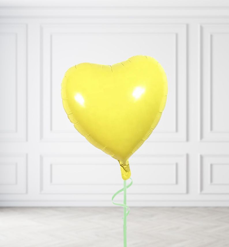 Yellow Heart Balloon Bunches, Build a Helium Filled Bunch: Single Balloon