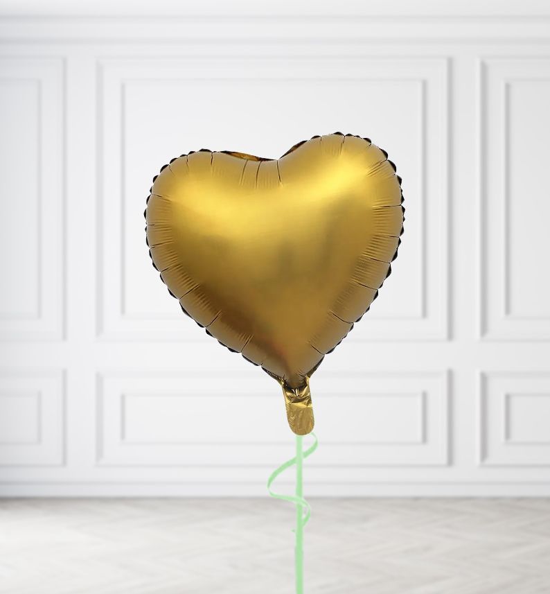 Soft Gold Heart Balloon Bunches, Build a Helium Filled Bunch: Single Balloon