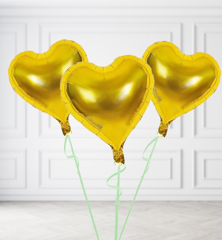Bright Gold Heart Balloon Bunches