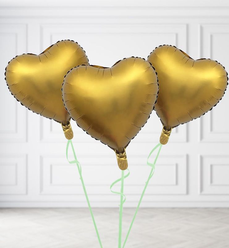 Soft Gold Heart Balloon Bunches