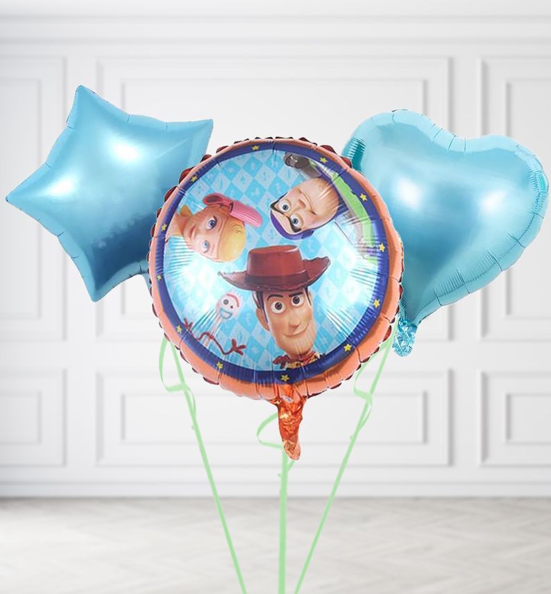 Toy Story Characters Round Balloons, Build a Helium Filled Bunch: Add 2 balloons, Supersize Bunch: No Extras, Colour Theme: Match with Centrepiece