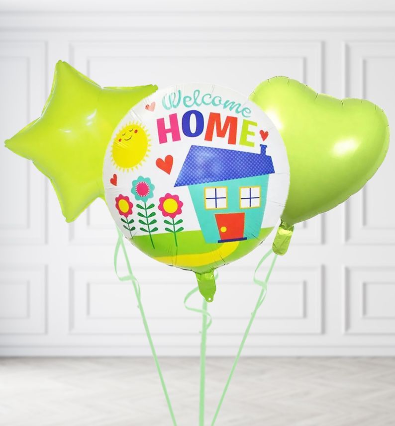 Welcome Home Balloons, Build a Helium Filled Bunch: Add 2 balloons, Supersize Bunch: No Extras, Colour Theme: Match with Centrepiece