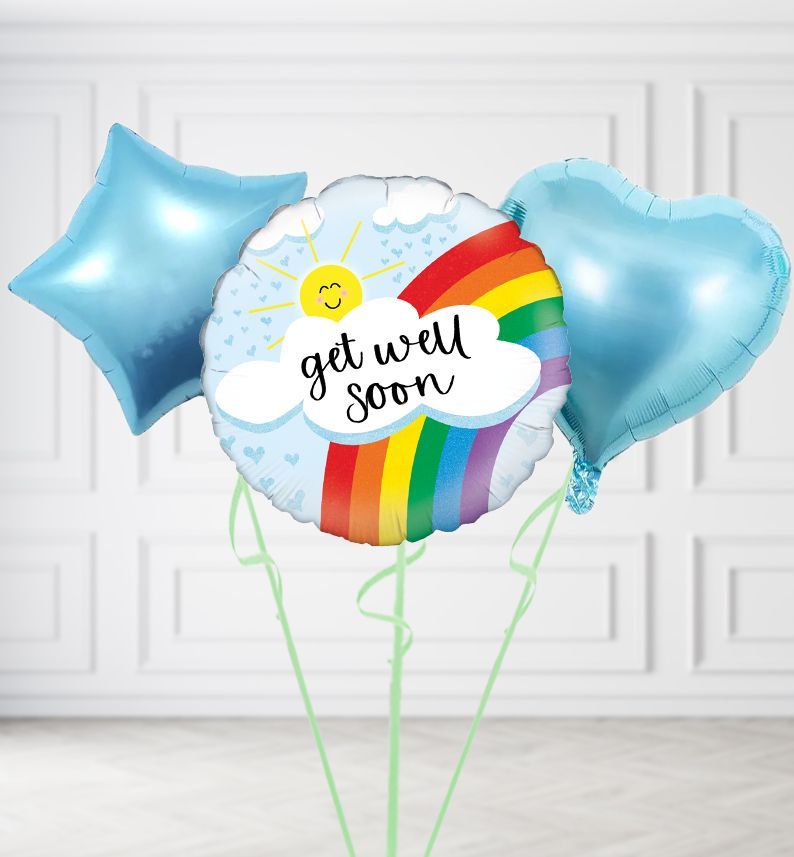 Get Well Soon Balloons, Build a Helium Filled Bunch: Add 2 balloons, Supersize Bunch: No Extras, Colour Theme: Match with Centrepiece