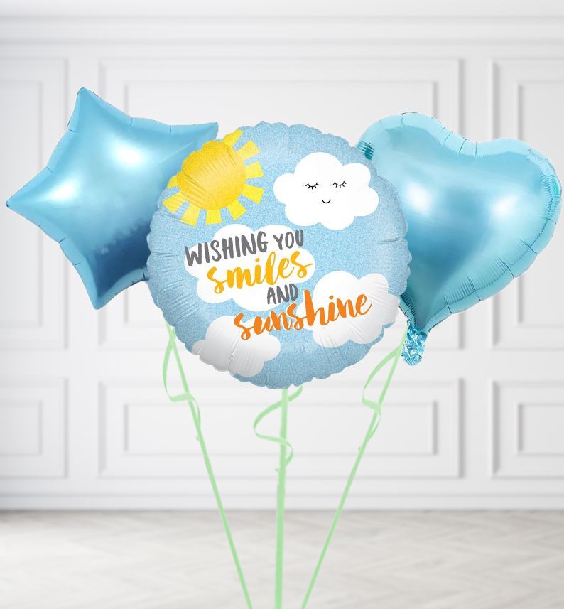 Wishing You Smiles and Sunshine Balloons, Build a Helium Filled Bunch: Add 2 balloons, Supersize Bunch: No Extras, Colour Theme: Match with Centrepiece