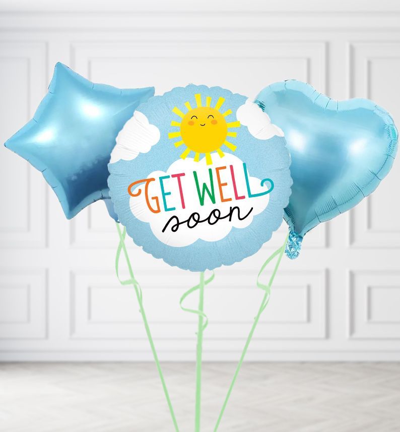 Get Well Soon Sunshine Balloons, Build a Helium Filled Bunch: Add 2 balloons, Supersize Bunch: No Extras, Colour Theme: Match with Centrepiece
