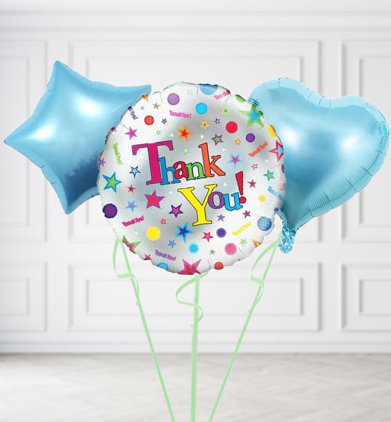 Thank You Stars  Balloons, Build a Helium Filled Bunch: Add 2 balloons, Supersize Bunch: No Extras, Colour Theme: Match with Centrepiece