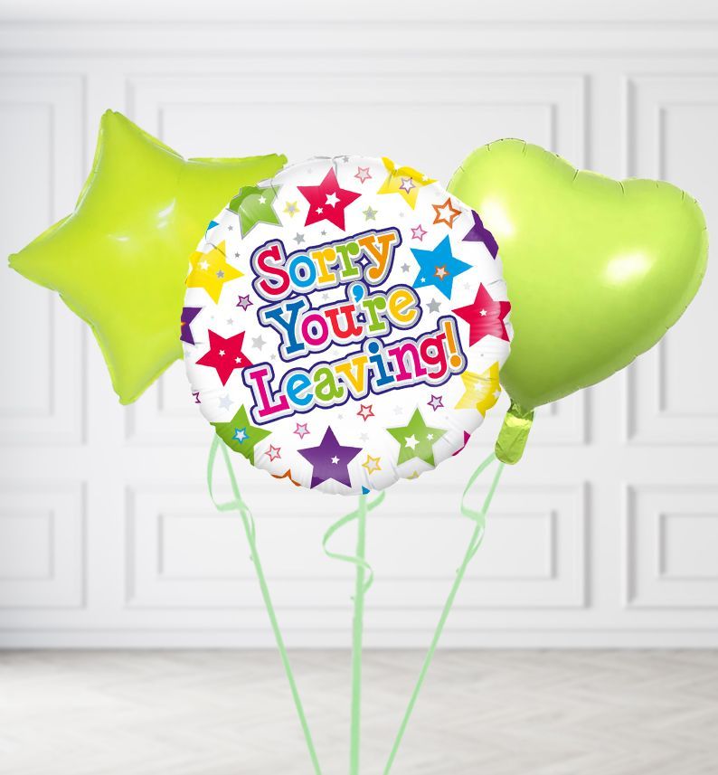 Sorry You Are Leaving Stars Balloons, Build a Helium Filled Bunch: Add 2 balloons, Supersize Bunch: No Extras, Colour Theme: Match with Centrepiece