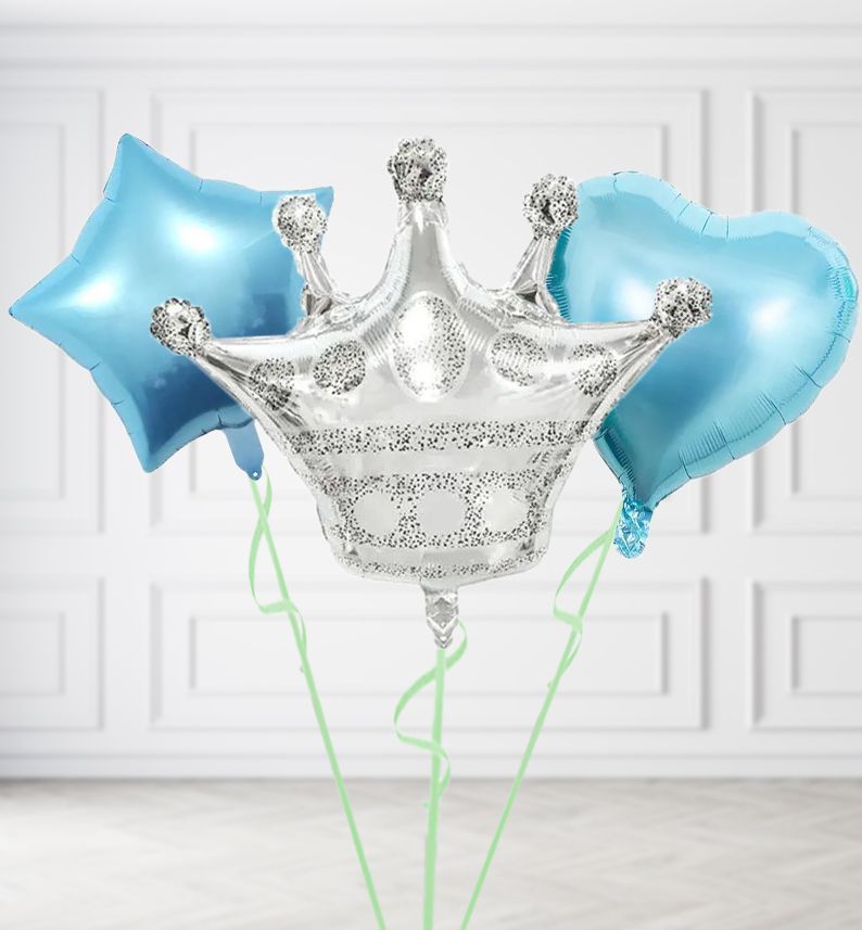Silver Crown Balloons, Build a Helium Filled Bunch: Add 2 balloons, Supersize Bunch: No Extras, Colour Theme: Match with Centrepiece