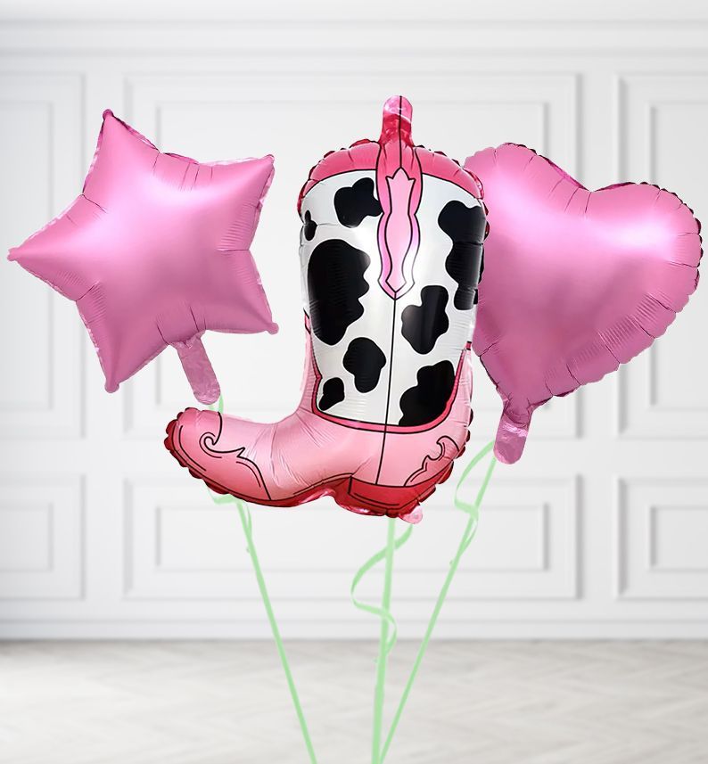 Cowgirl Boot Balloons, Build a Helium Filled Bunch: Add 2 balloons, Supersize Bunch: No Extras, Colour Theme: Match with Centrepiece