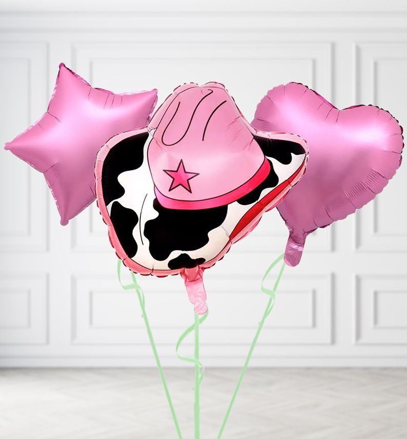 Cowgirl Hat Balloons, Build a Helium Filled Bunch: Add 2 balloons, Supersize Bunch: No Extras, Colour Theme: Match with Centrepiece