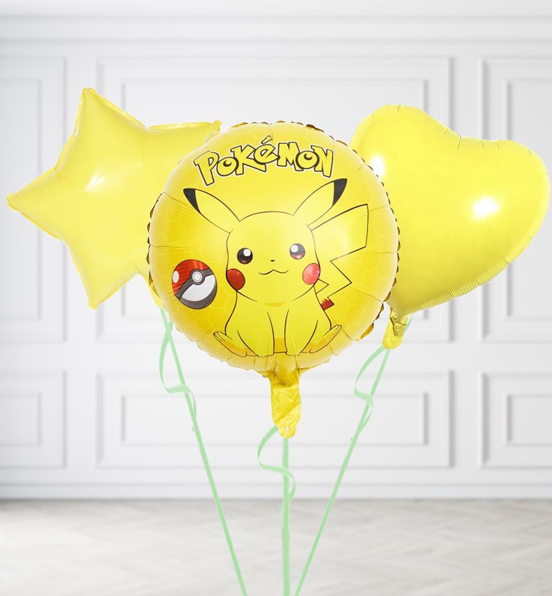 Pokemon Pikachu Round Balloons, Build a Helium Filled Bunch: Add 2 balloons, Supersize Bunch: No Extras, Colour Theme: Match with Centrepiece