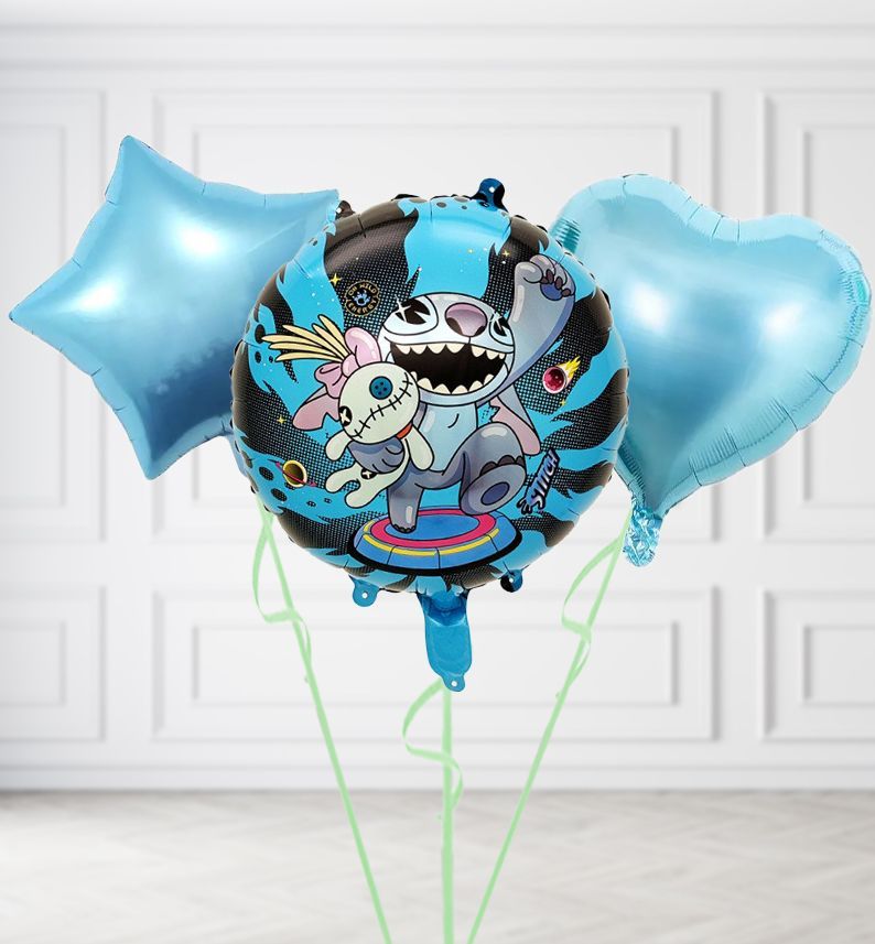 Stitch Alien Round Balloons, Build a Helium Filled Bunch: Add 2 balloons, Supersize Bunch: No Extras, Colour Theme: Match with Centrepiece