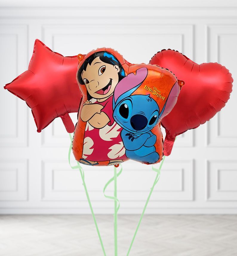 Lilo and stitch Balloons, Build a Helium Filled Bunch: Add 2 balloons, Supersize Bunch: No Extras, Colour Theme: Match with Centrepiece