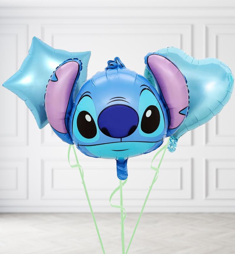 Stitch Head Balloons, Build a Helium Filled Bunch: Add 2 balloons, Supersize Bunch: No Extras, Colour Theme: Match with Centrepiece