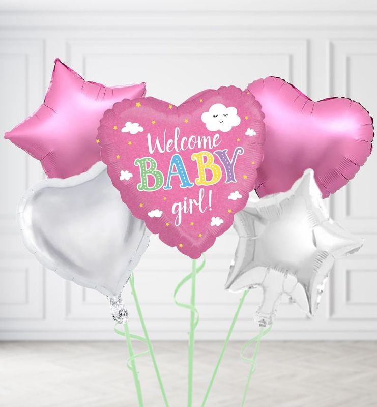 Welcome Baby Girl Balloons