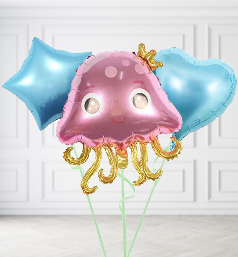Pink Jellyfish Balloons, Build a Helium Filled Bunch: Add 2 balloons, Supersize Bunch: No Extras, Colour Theme: Match with Centrepiece