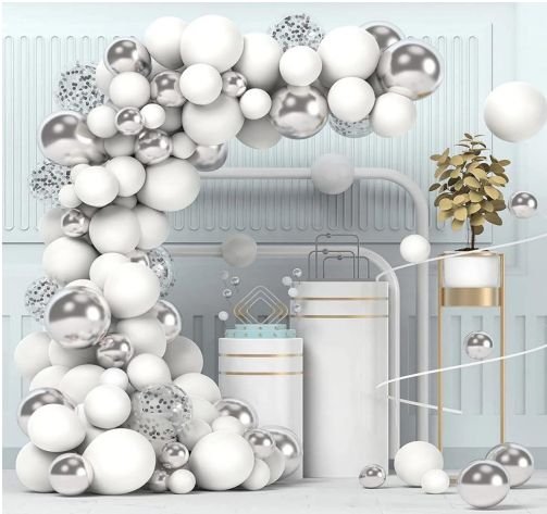 White and Silver Ready-Made Balloon Displays