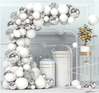 White and Silver Ready-Made Balloon Displays