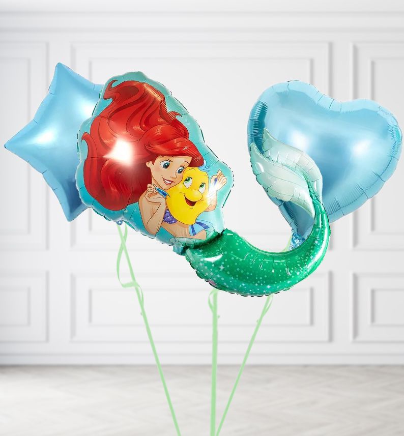 Ariel and Flounder Balloons, Build a Helium Filled Bunch: Add 2 balloons, Supersize Bunch: No Extras, Colour Theme: Match with Centrepiece