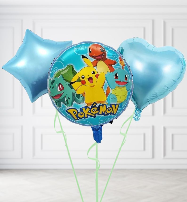 Pokemon and Friends Balloons, Build a Helium Filled Bunch: Add 2 balloons, Supersize Bunch: No Extras, Colour Theme: Match with Centrepiece