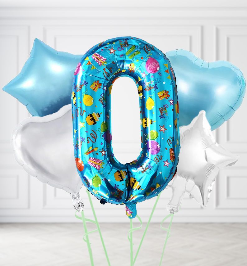 Blue Happy Birthday Number Balloons