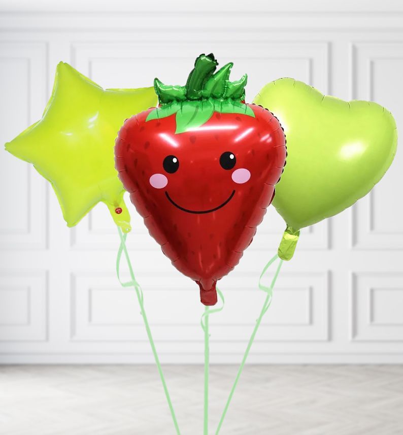 Strawberry Balloons, Build a Helium Filled Bunch: Add 2 balloons, Supersize Bunch: No Extras, Colour Theme: Match with Centrepiece