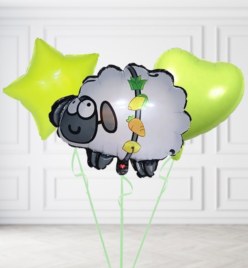 Happy Sheep Balloons, Build a Helium Filled Bunch: Add 2 balloons, Supersize Bunch: No Extras, Colour Theme: Match with Centrepiece