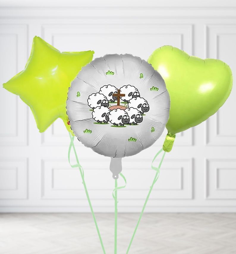 Happy Sheep Round Balloons, Build a Helium Filled Bunch: Add 2 balloons, Supersize Bunch: No Extras, Colour Theme: Match with Centrepiece
