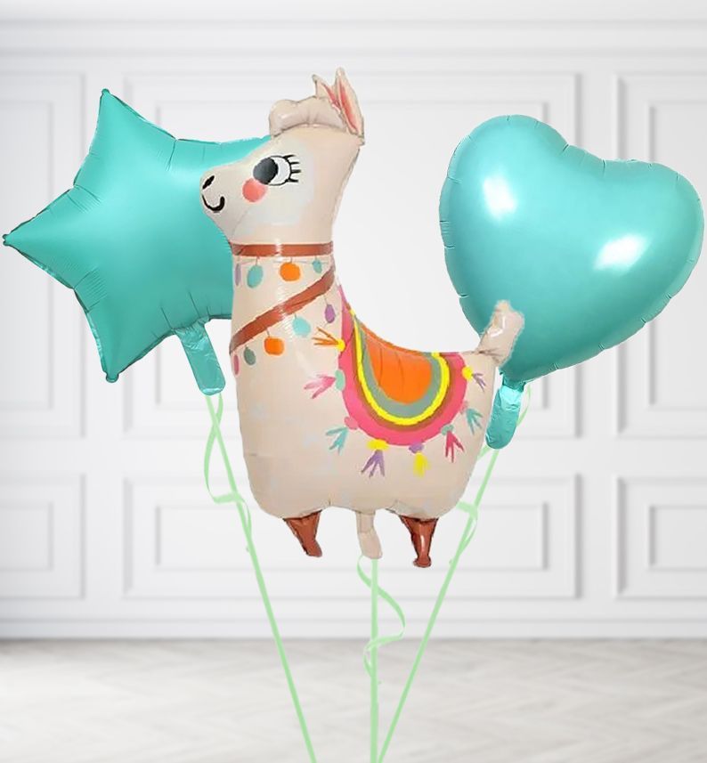 Llama Balloons, Build a Helium Filled Bunch: Add 2 balloons, Supersize Bunch: No Extras, Colour Theme: Match with Centrepiece