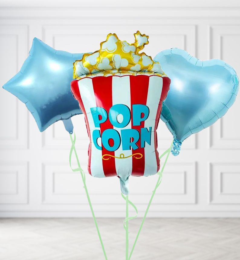 Popcorn Balloons, Build a Helium Filled Bunch: Add 2 balloons, Supersize Bunch: No Extras, Colour Theme: Match with Centrepiece