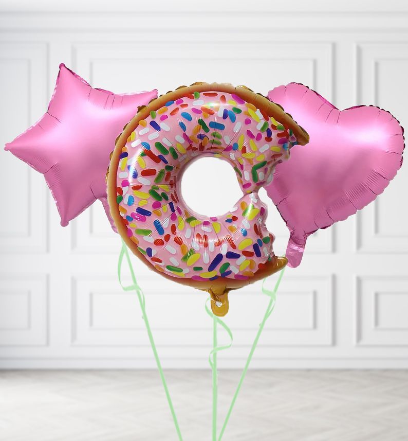 Doughnut Balloons, Build a Helium Filled Bunch: Add 2 balloons, Supersize Bunch: No Extras, Colour Theme: Match with Centrepiece