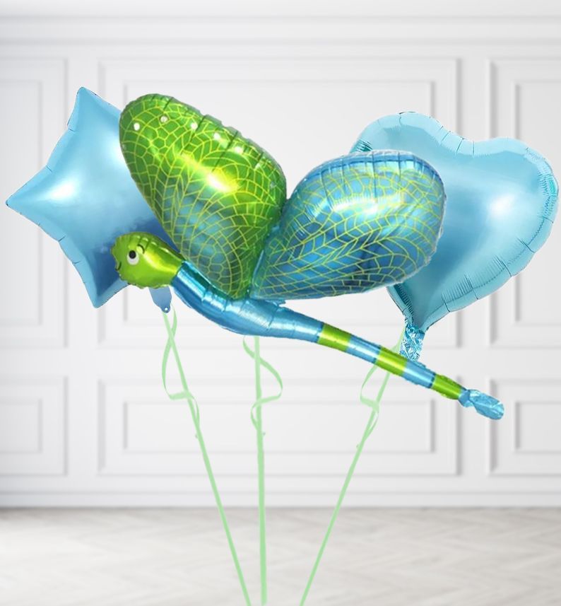 Mega size 4D Dragonfly Balloons, Build a Helium Filled Bunch: Add 2 balloons, Supersize Bunch: No Extras, Colour Theme: Match with Centrepiece