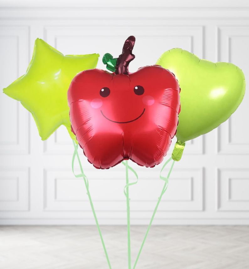 Apple Balloons, Build a Helium Filled Bunch: Add 2 balloons, Supersize Bunch: No Extras, Colour Theme: Match with Centrepiece