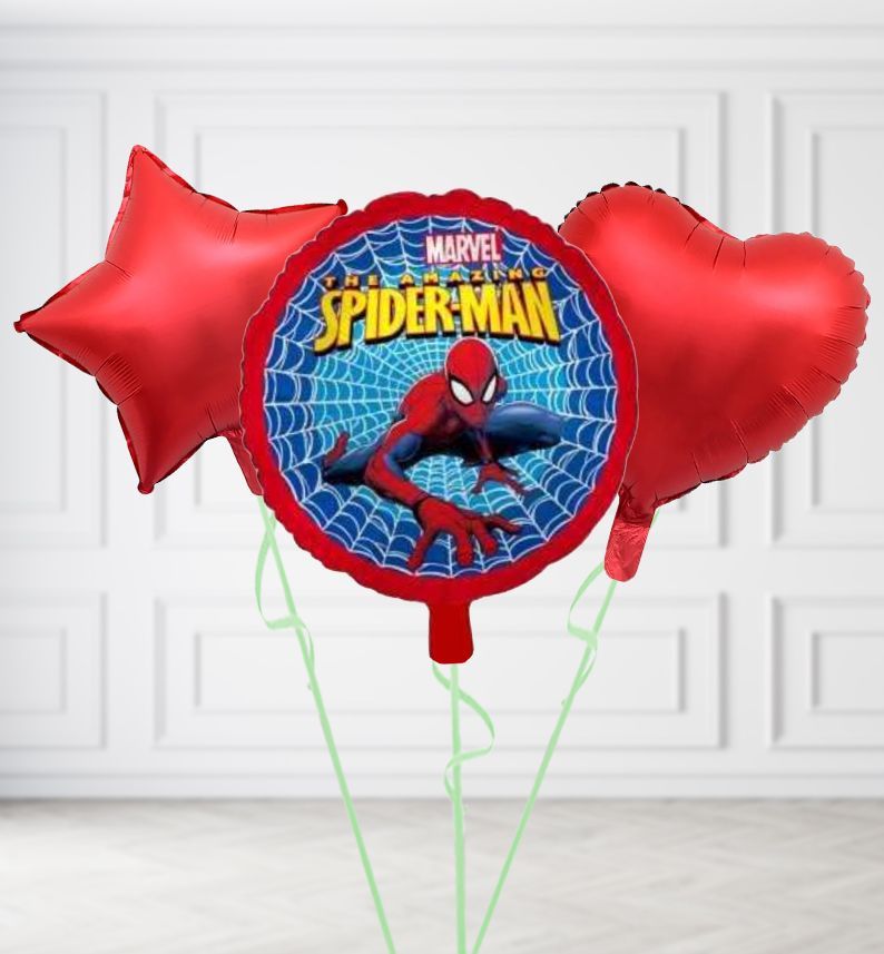 Spiderman Round Balloons, Build a Helium Filled Bunch: Add 2 balloons, Supersize Bunch: No Extras, Colour Theme: Match with Centrepiece