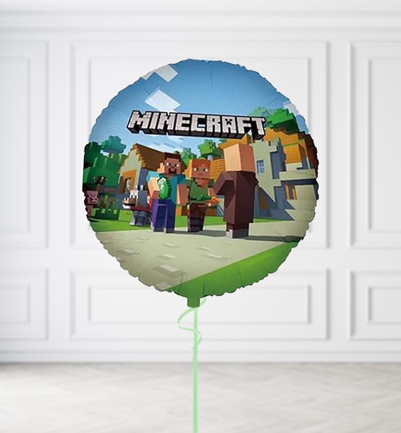 Double Sided Minecraft Round Balloons, Build a Helium Filled Bunch: No Extras, Supersize Bunch: No Extras