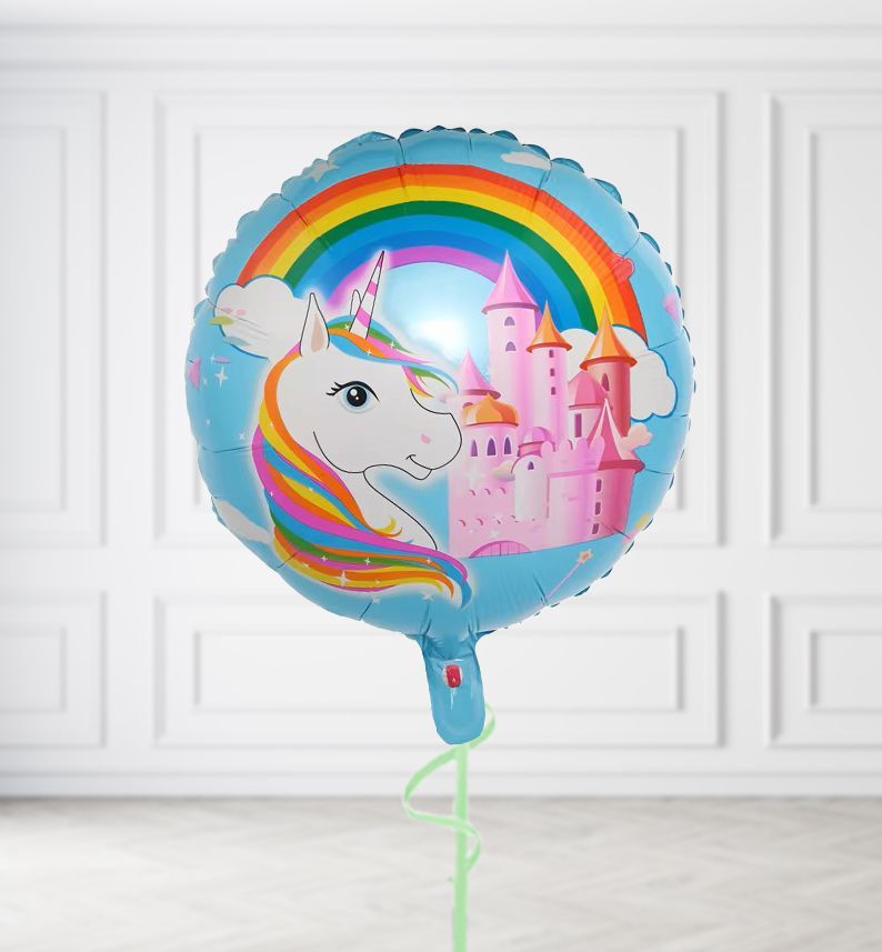 Unicorn and Castle Round Balloons, Build a Helium Filled Bunch: No Extras, Supersize Bunch: No Extras