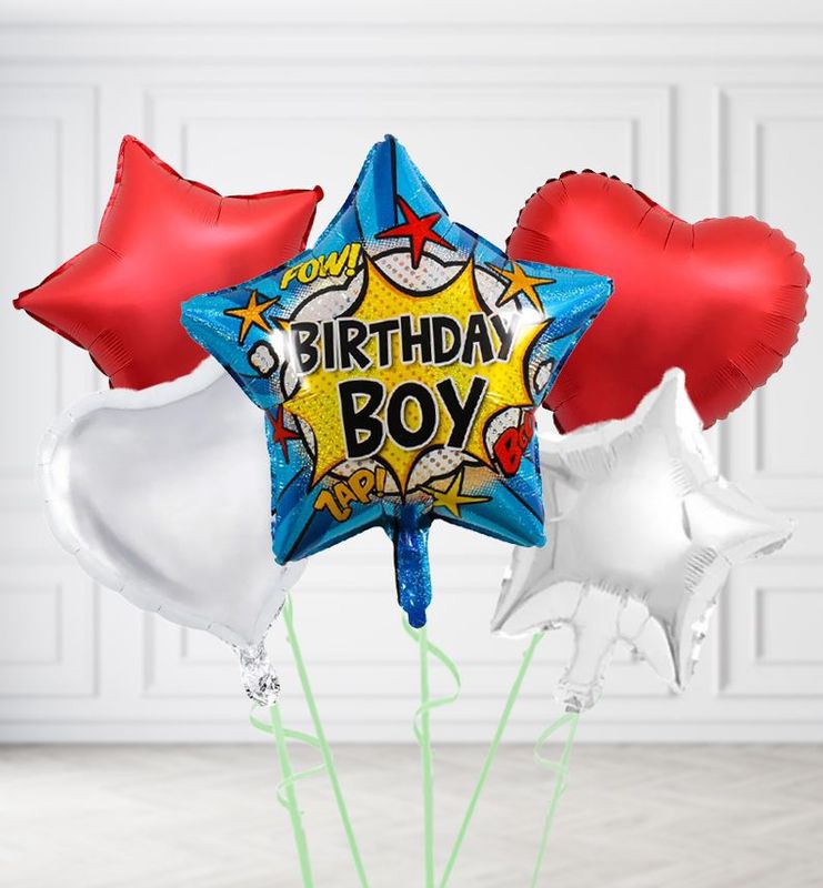 Birthday Boy Superhero Star Balloons